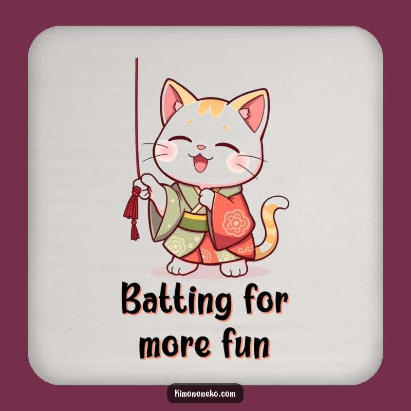 Funny Kawaii Cat Kimono Coaster: Playful Drink Protector, Cute Funny Gift