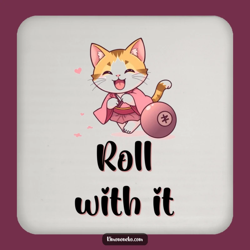 Funny Calico Cat Kimono Coaster - Protect Surfaces Playfully!