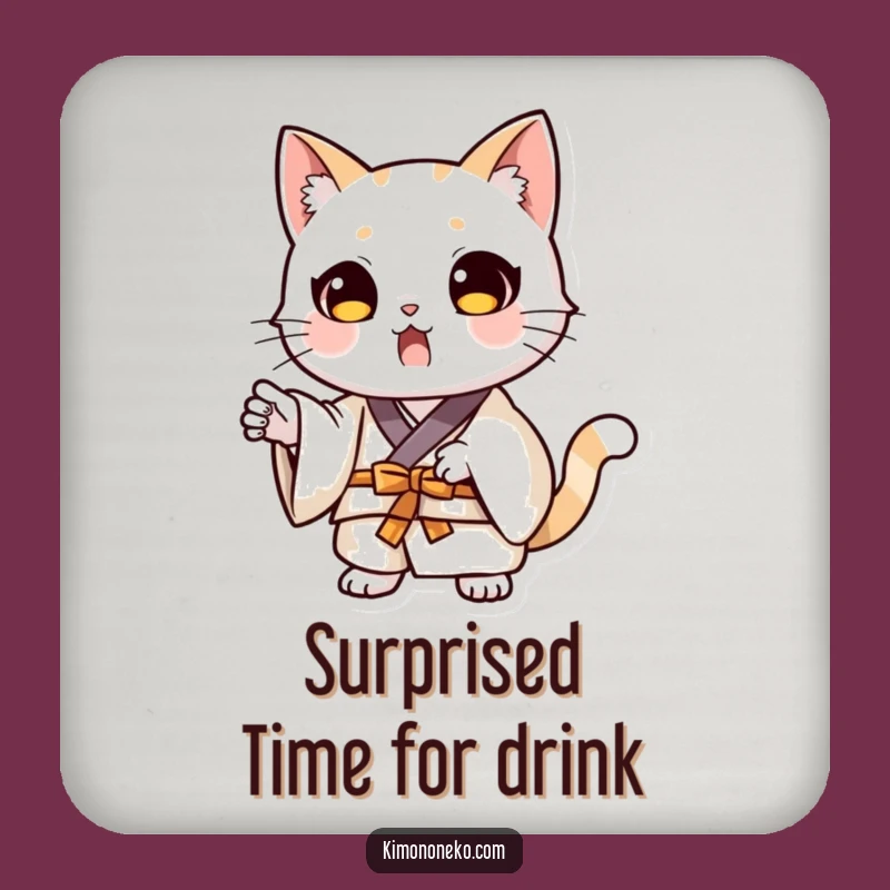 Funny Cat Kimono Surprise Coaster: Dramatic Protection for Tables