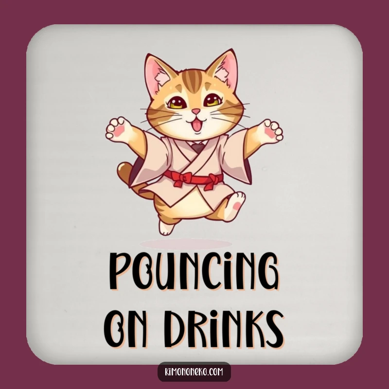 Funny Kimono Cat Coaster: Protect Surfaces with a Funny Leap