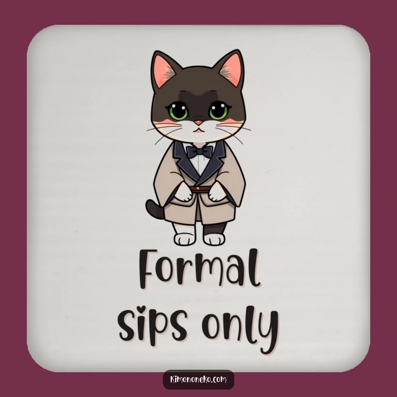 Funny Tuxedo Cat Kimono Coasters: Elegant Protection for Your Table!