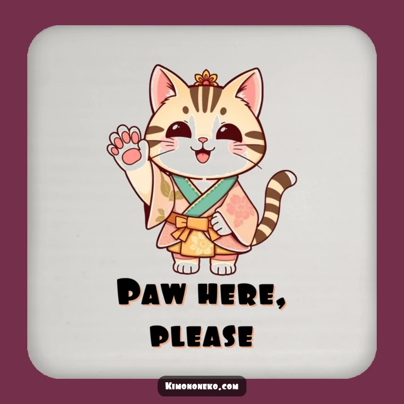 Funny Striped Cat Kimono Coasters - Festive Protection with a Wave!