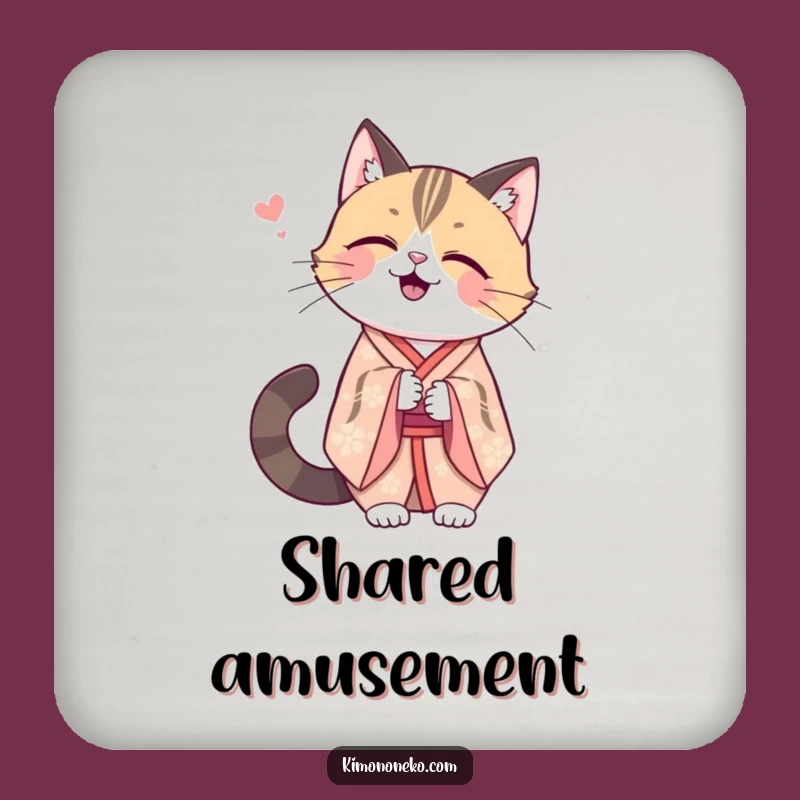 Funny Kawaii Cat Kimono Coaster: Secret Guard, Elegant Funny Gift