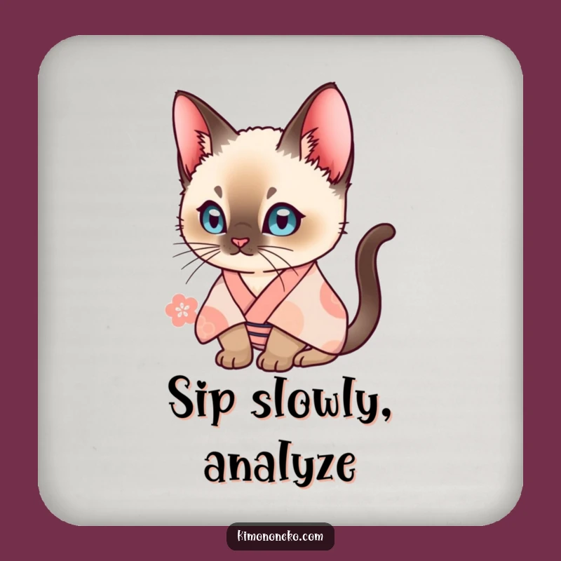Funny Siamese Cat Kimono Coaster: Curious Cat Protection, Humorous Table Decor Gift