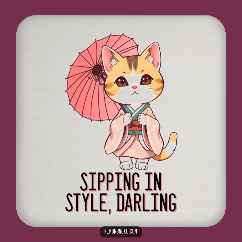 Funny Calico Cat Kimono Coasters: Protect Surfaces with Style!