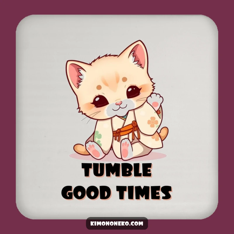 Funny Kitten Kimono Coaster: Playful Protection, Cute Home Accessory Gift