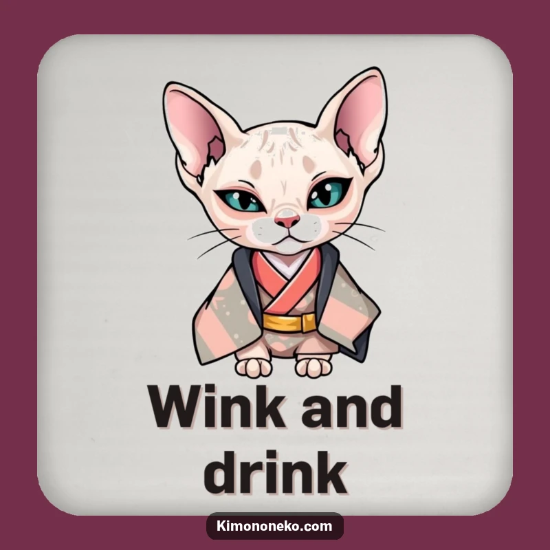 Funny Kawaii Sphynx Cat Coaster - Cool Anime Drink Mat