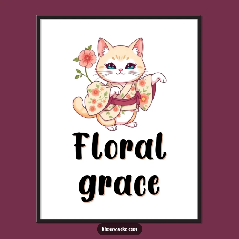Funny Artistic Cat Kimono Poster: Regal Art for Chic Spaces