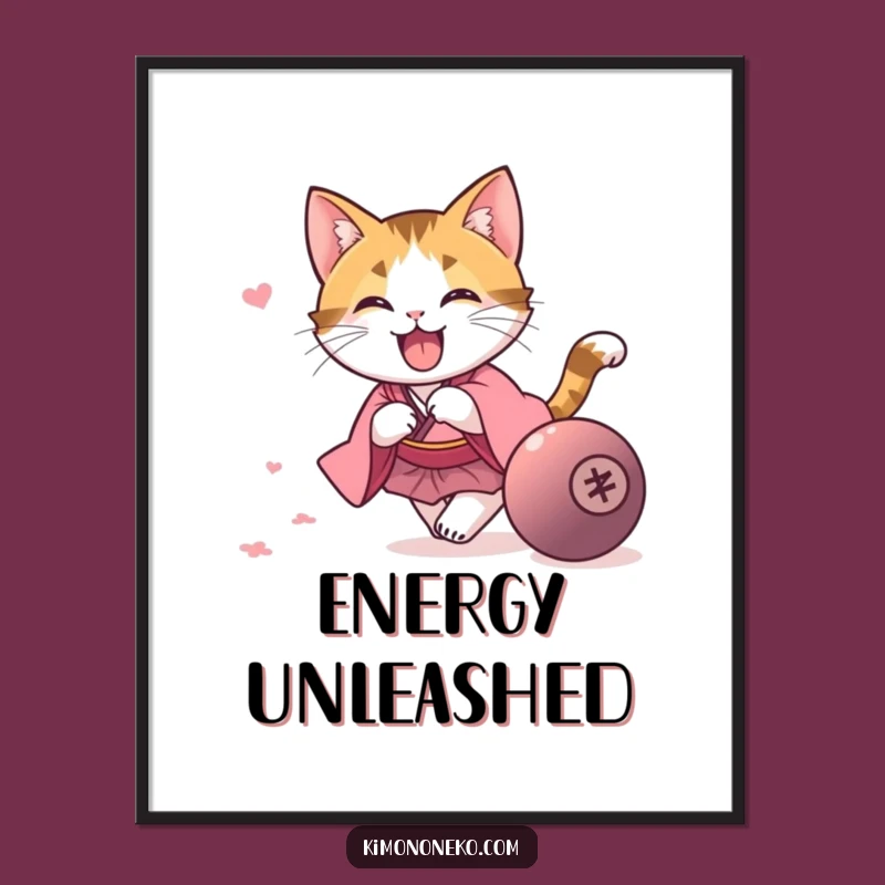 Funny Calico Cat Kimono Poster - Energetic Wall Art!