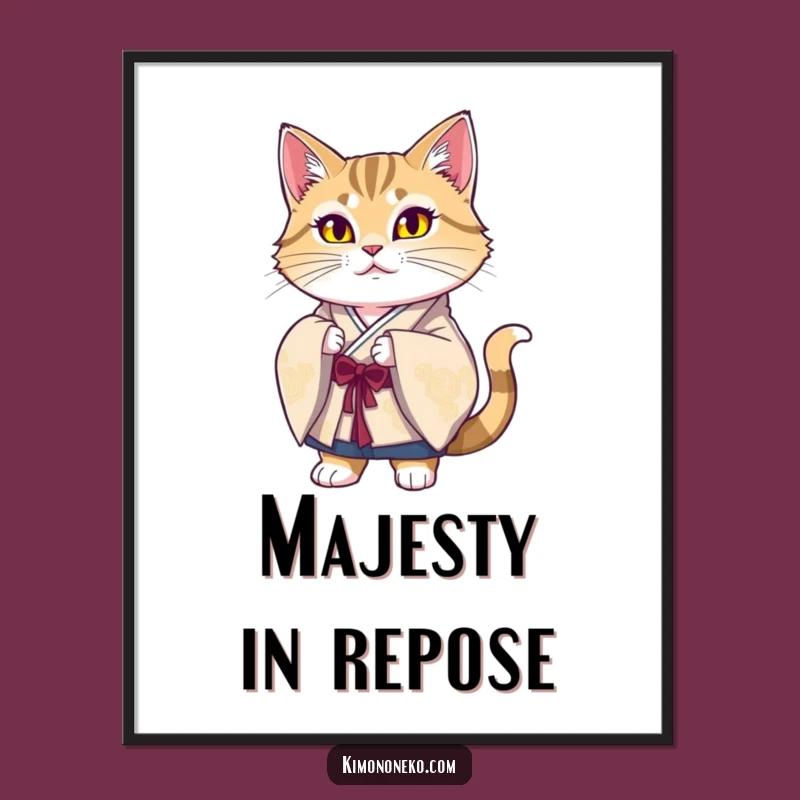 Funny Majestic Cat Kimono Poster: Proud Feline Art to Grace Your Walls Gift