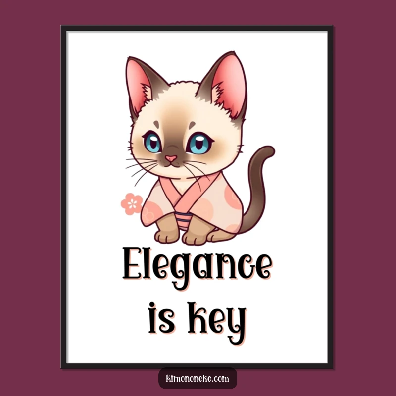Funny Siamese Cat Kimono Poster: Curious Feline Art Print, Humorous Wall Decor Gift