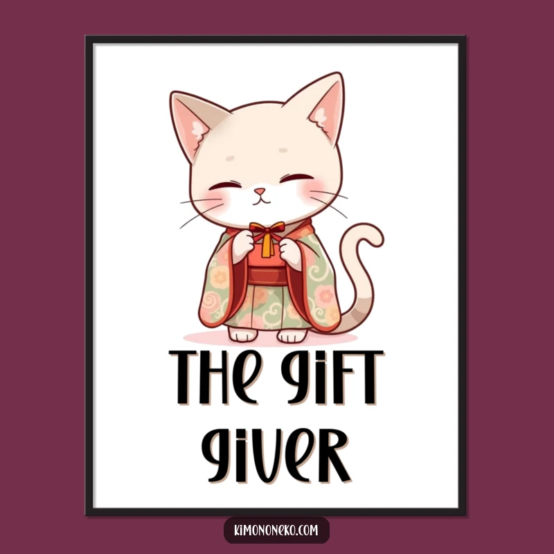 Funny Sleek Cat Kimono Poster - Artful Giving for Your Walls!