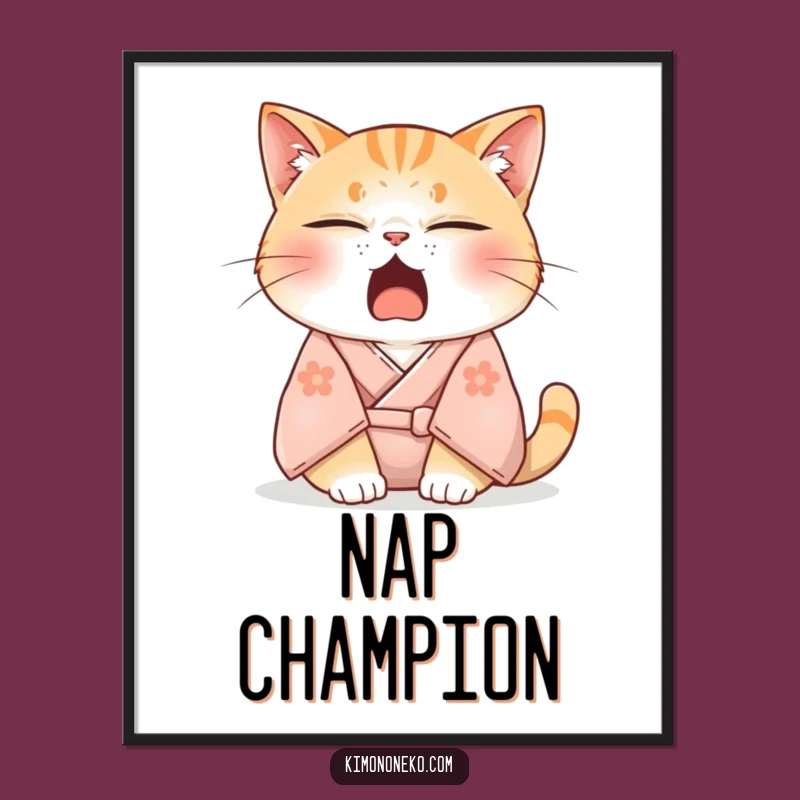 Funny Sleepy Cat Kimono Poster - Adorable & Restful Wall Art