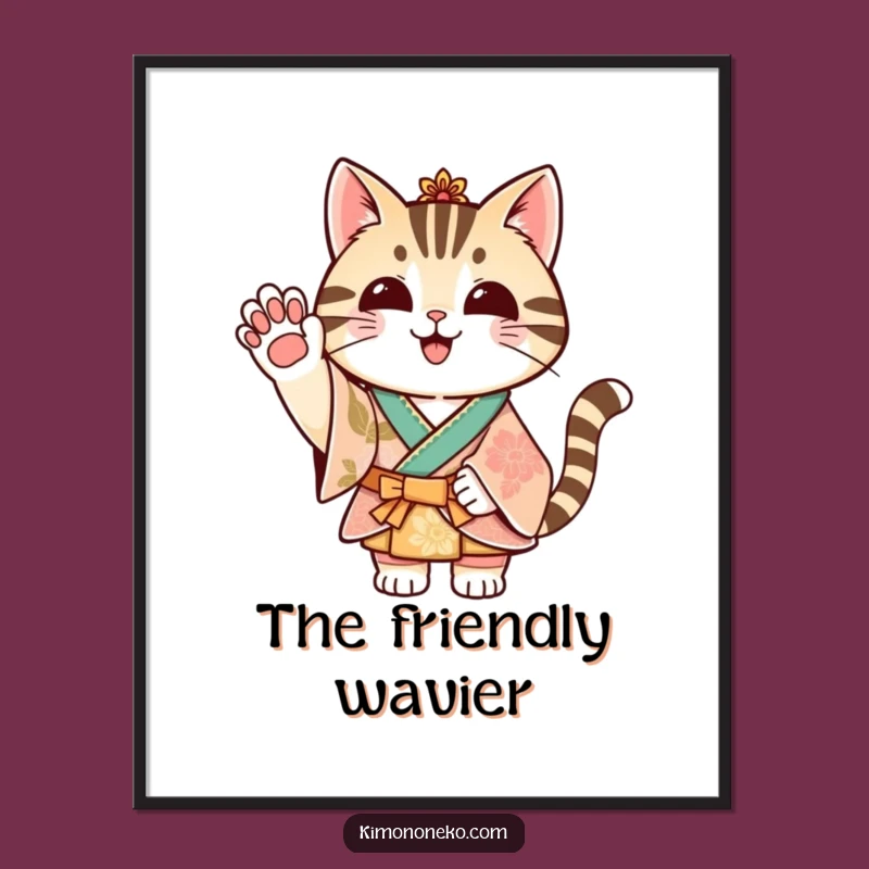 Funny Striped Cat Kimono Poster - Festive Waves for Your Walls!