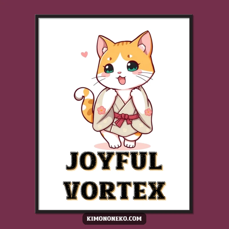 Funny Calico Kimono Poster: Happy Cat Spin Art
