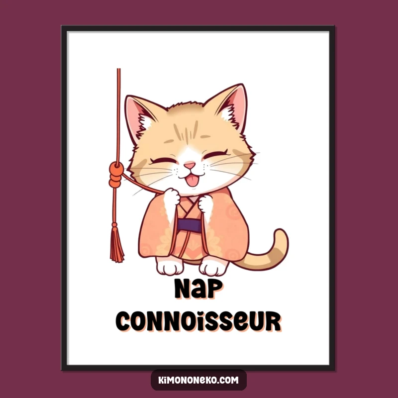 Funny Mischievous Cat Kimono Poster - Hilarious Wall Art