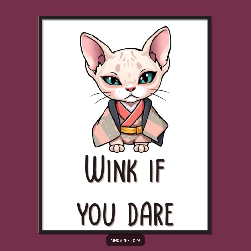 Funny Kawaii Sphynx Cat Kimono Poster - Cool Anime Wall Art