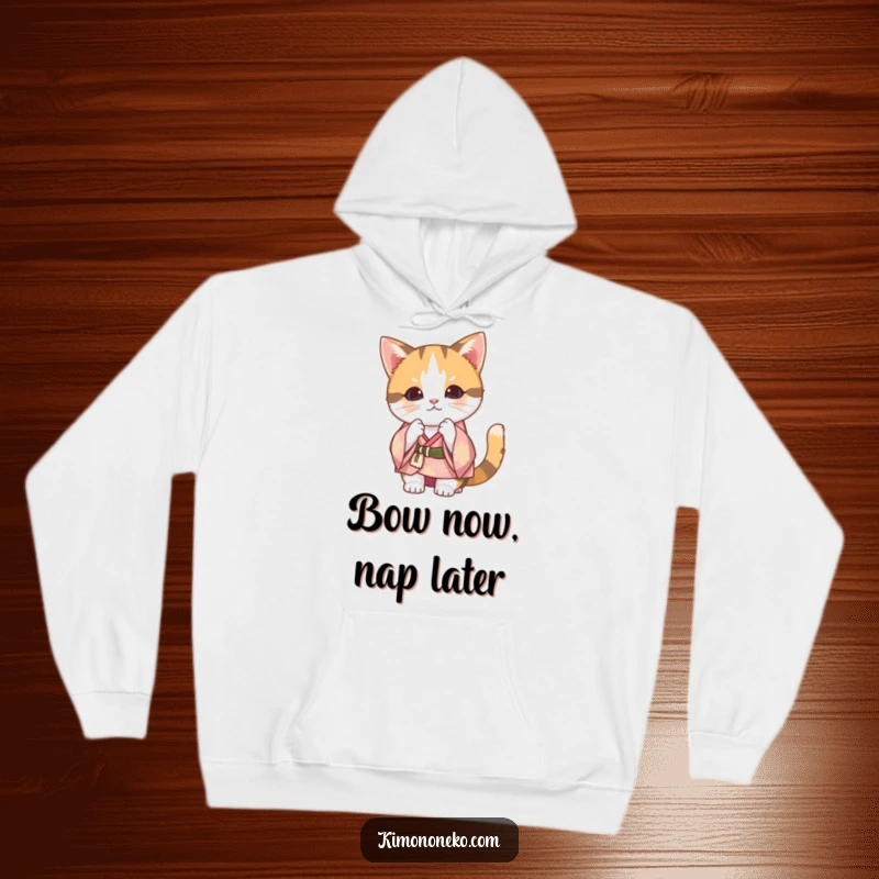 Funny Calico Cat Kimono Hoodie: Adorable and warm, this hoodie features a Kawaii cat in a festive kimono bowing with a smile.