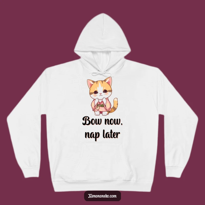 Cozy Funny Calico Cat Kimono Hoodie: Kawaii Cat Bowing Warmly for a Hilarious Gift