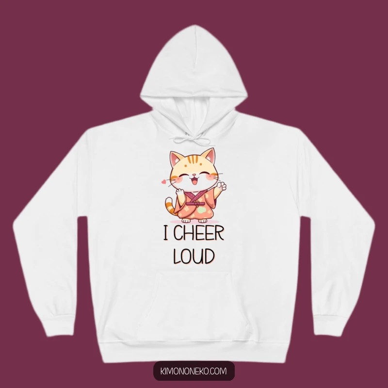 Funny Kawaii Cat Hoodie: Cozy Kimono Cheer Sweatshirt, Perfect Funny Gift