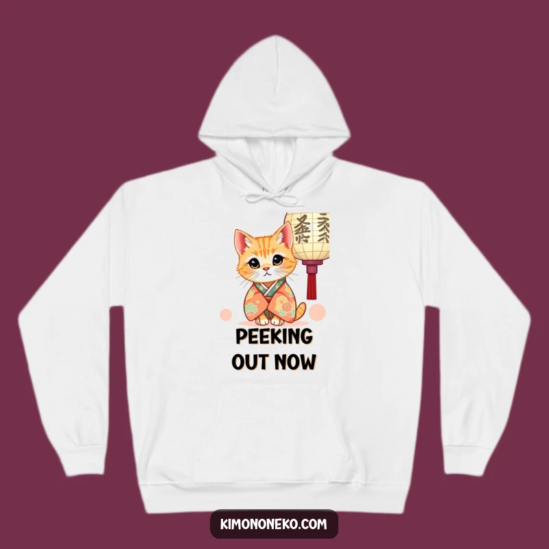 Cozy Funny Kawaii Ginger Cat Kimono Hoodie: Stay Warm with Curious Feline Vibes