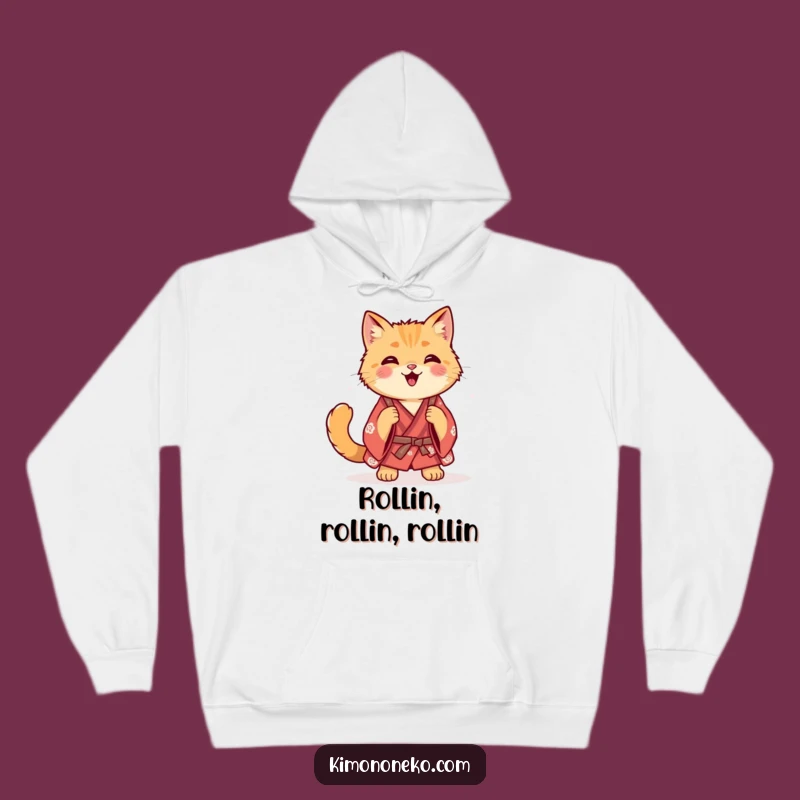 Funny Ginger Cat Kimono Hoodie - Cozy Rolls for Ultimate Relaxation!