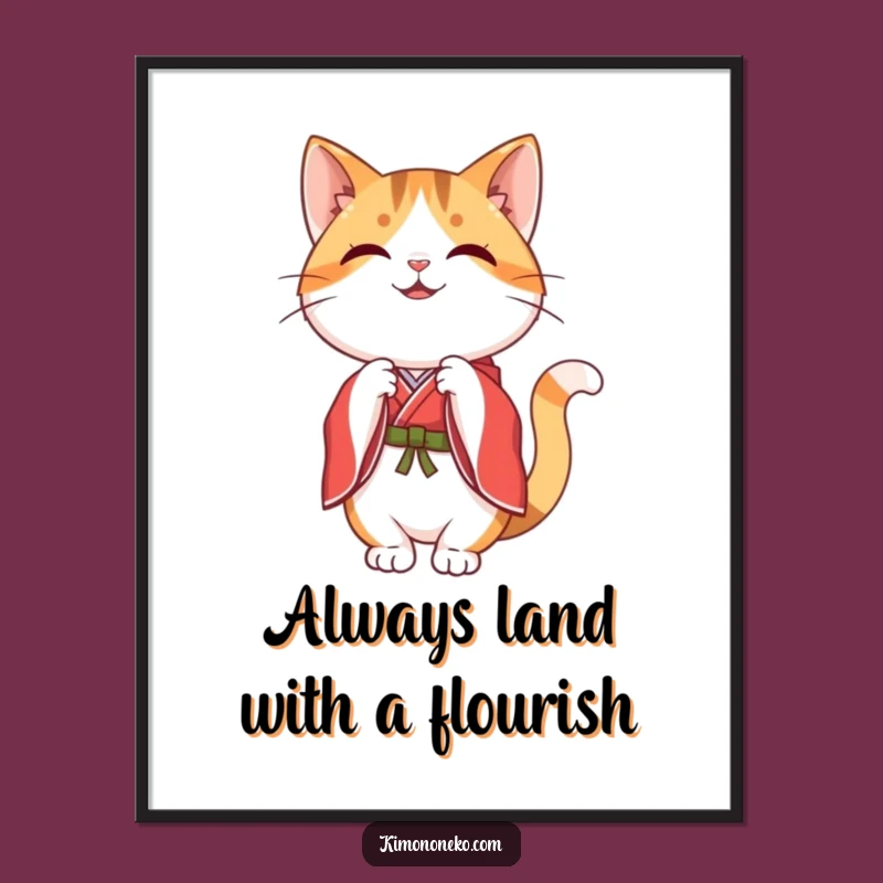 Free Printable Wall Art: Calico Cat Graceful Bow - Downloadable Decor