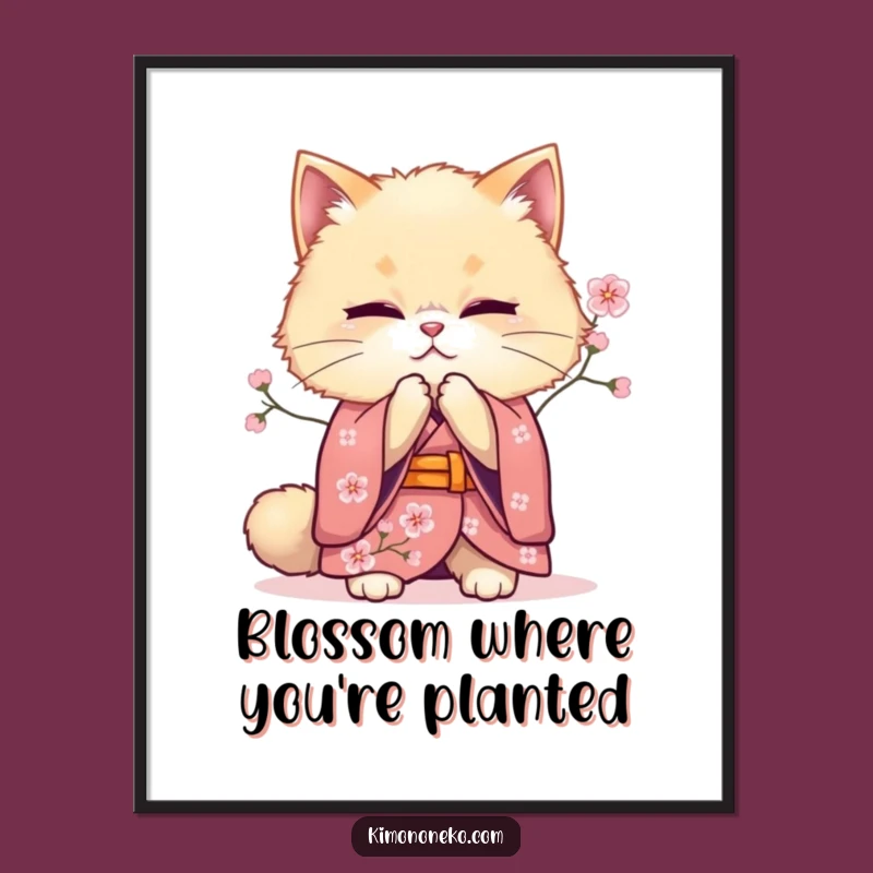 Blossom Cat Free Printable Wall Art: Elegant Bow Downloadable Decor
