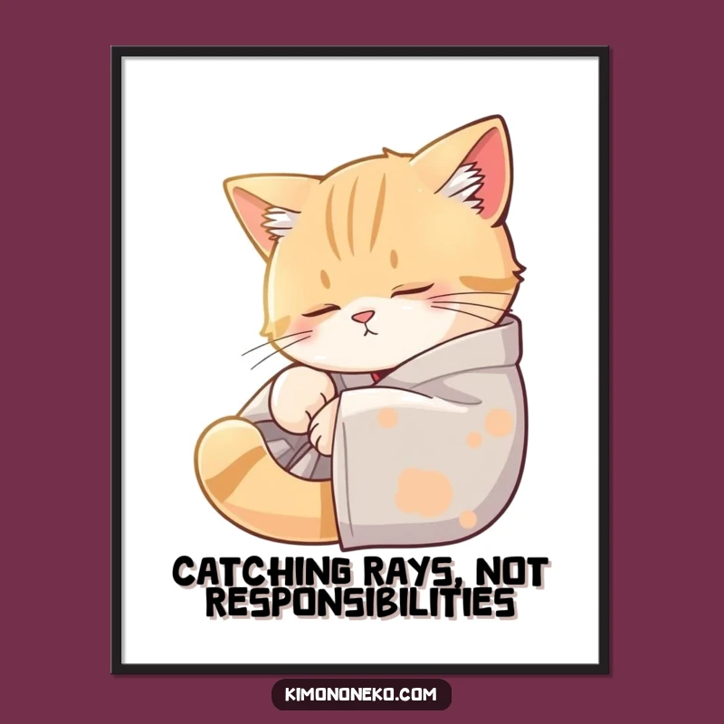 Free Printable Sleepy Cat Kimono Wall Art: Cozy Nap Humor Downloadable Decor