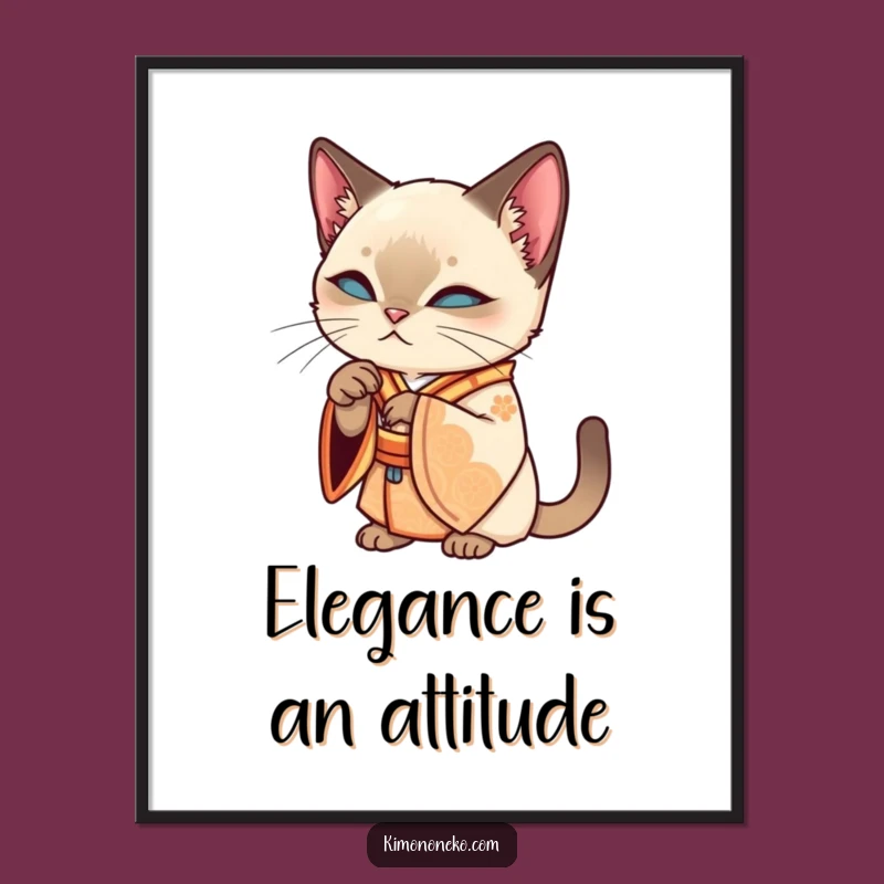 Funny Free Printable Wall Art: Elegant Siamese Cat - Chic Downloadable Art