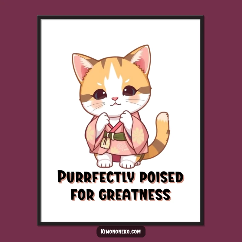 Free Printable Kawaii Calico Cat Art: Funny Downloadable Home Decor