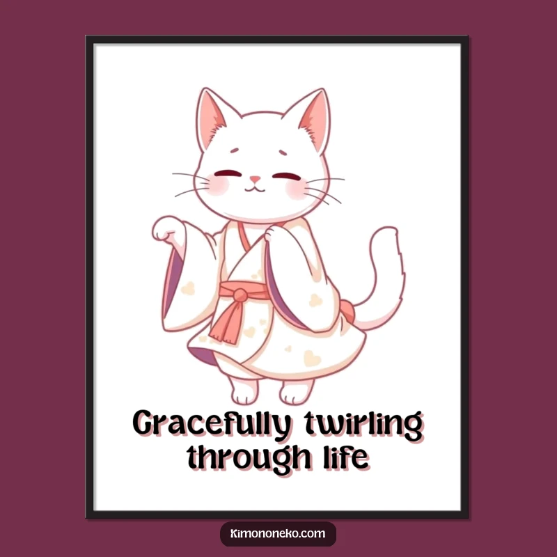 Free Printable Kawaii White Cat Art: Graceful Downloadable Decor