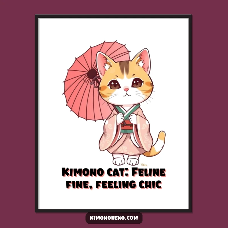 Free Printable Calico Cat Kimono Wall Art: Funny Downloadable Poster for Decor