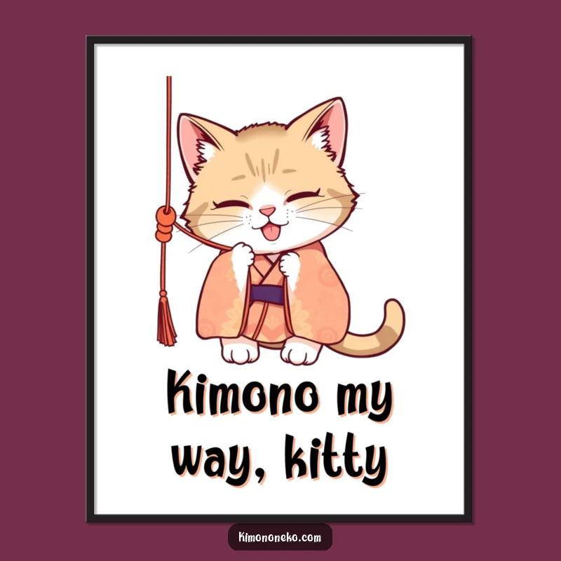 Free Printable Wall Art: Funny Mischievous Cat Kimono Downloadable Poster