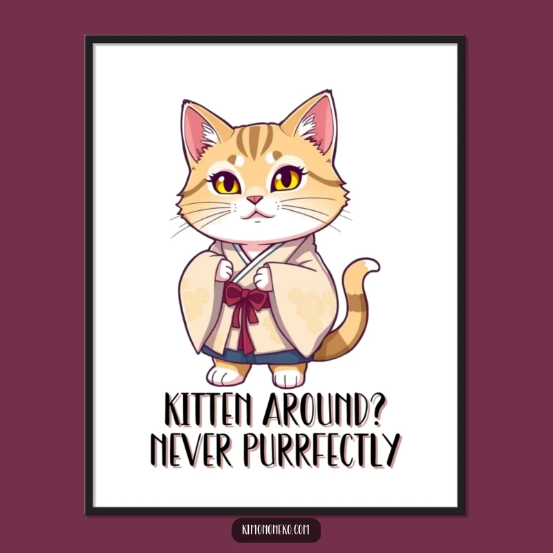 Free Printable Majestic Cat Kimono Wall Art - Funny Downloadable Decor for Art Lovers