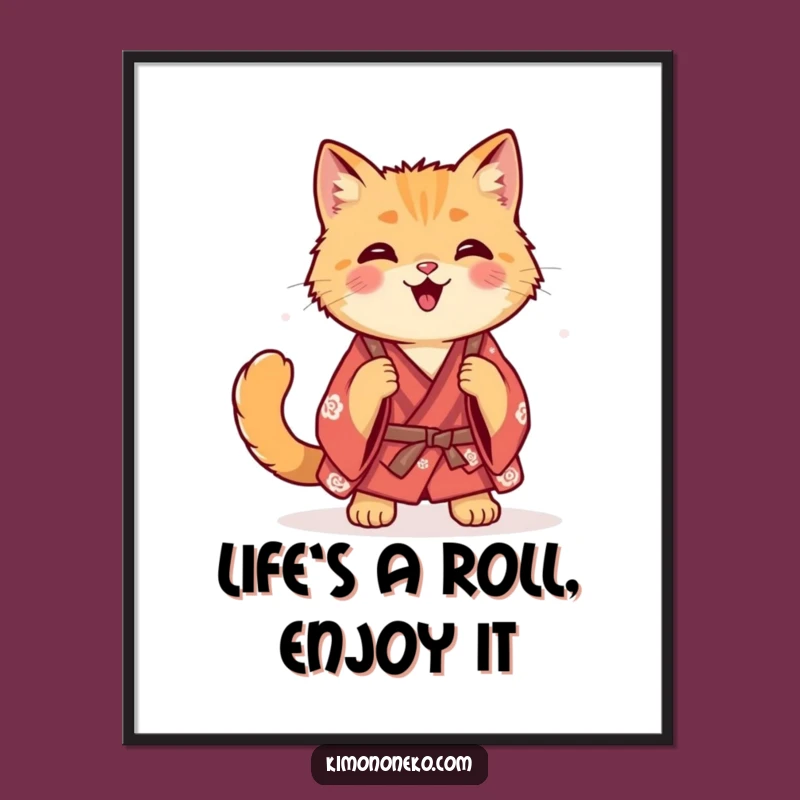 Free Printable Ginger Cat Kimono Wall Art Funny Downloadable Decor