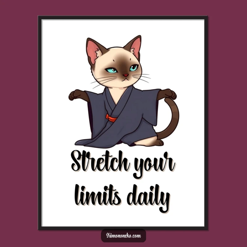 Free Printable Siamese Wall Art: Elegant Kimono Cat - Chic Downloadable Decor
