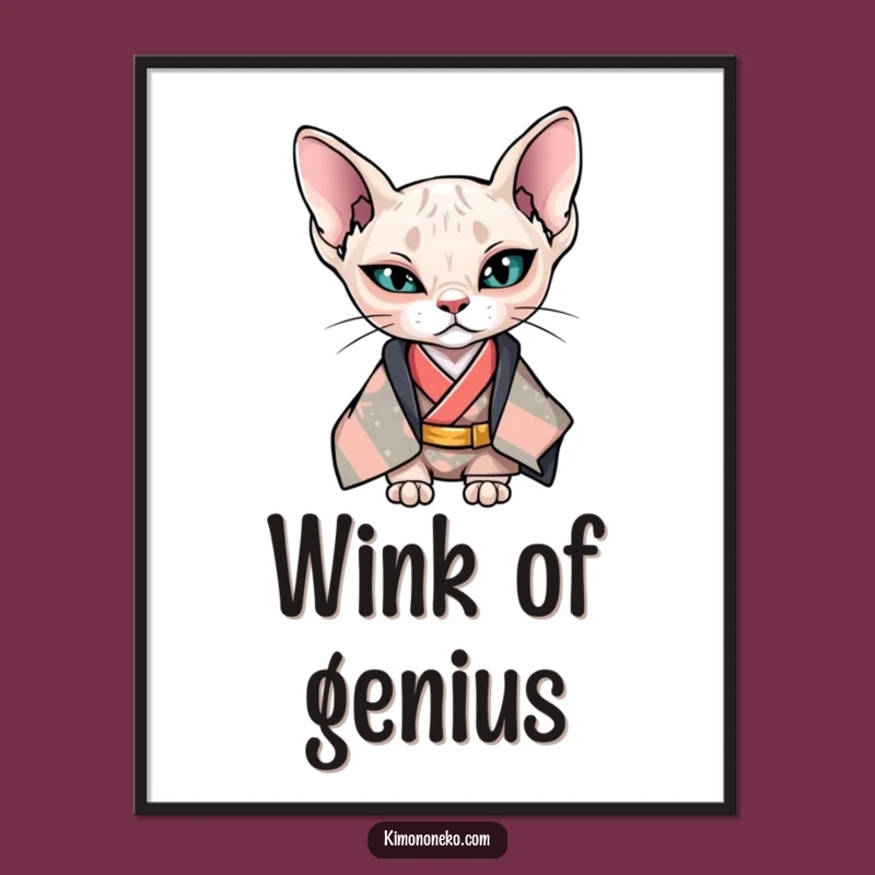 Funny Free Printable Wall Art: Cool Sphynx Cat Wink Decor