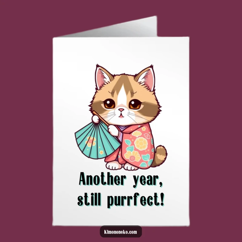 Funny Free Printable Birthday Card: Kawaii Scottish Fold Cat Peek Download