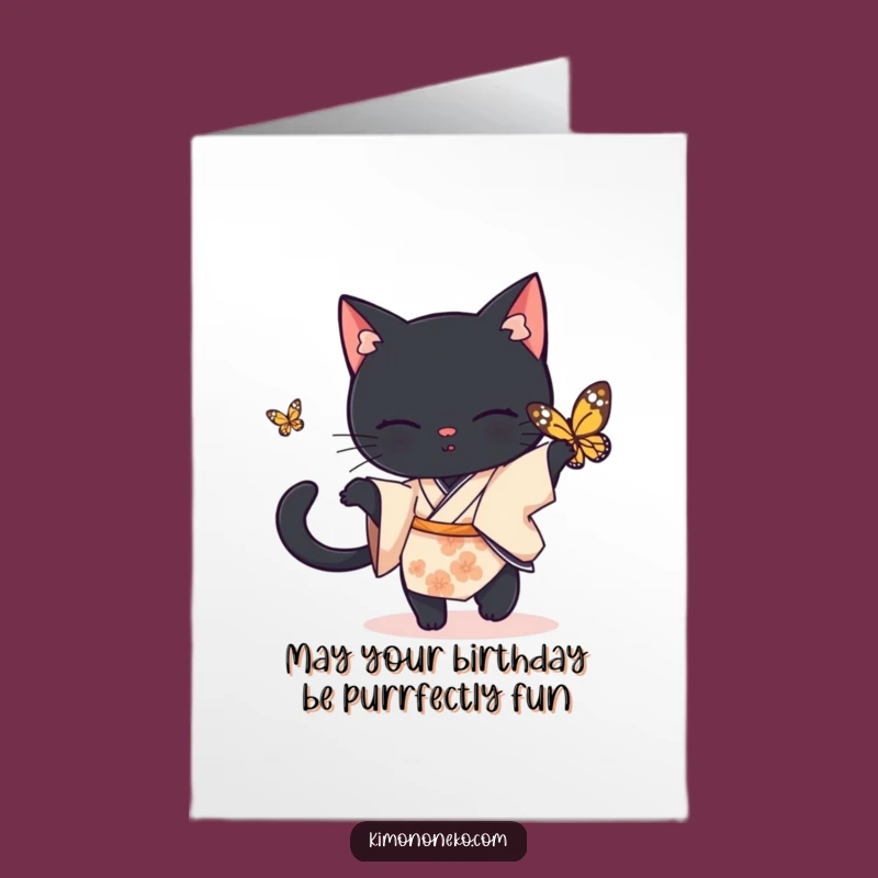 Free Printable Black Cat Birthday Card: Playful Chase for a Fun Downloadable Gift