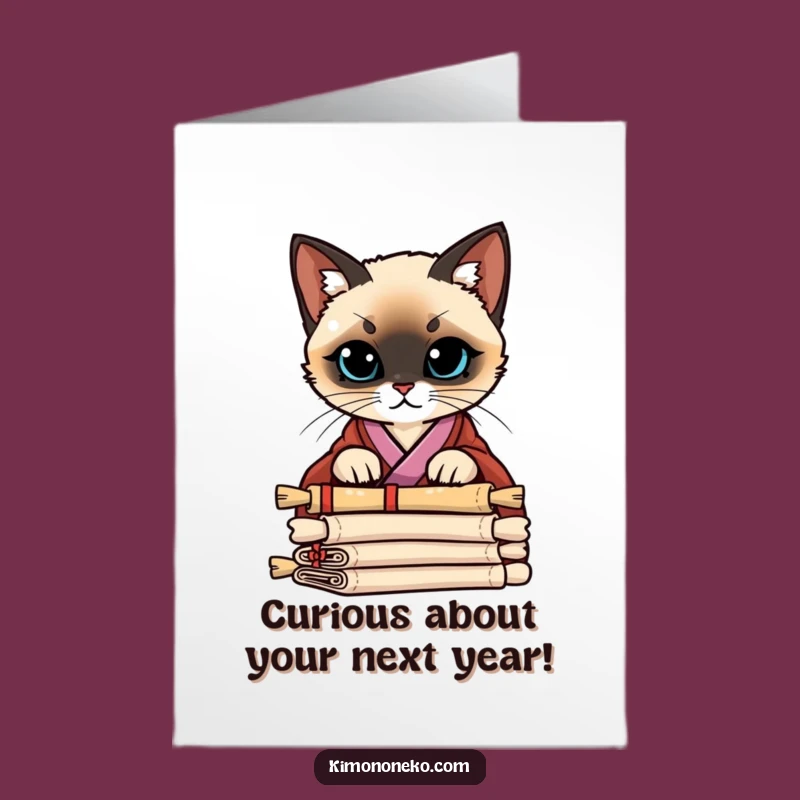 Free Printable Siamese Cat Kimono Scrolls Birthday Card - Funny Downloadable Gift