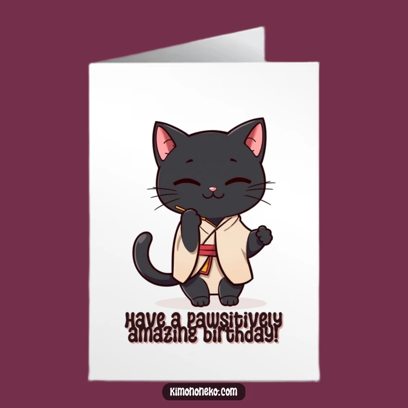 Free Printable Kawaii Black Cat Birthday Card: Playful Downloadable Gift