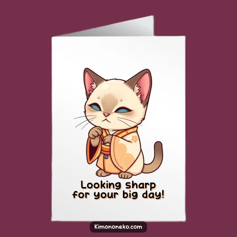 Free Printable Birthday Card: Elegant Siamese Cat - Funny Downloadable Gift for Cat Lovers