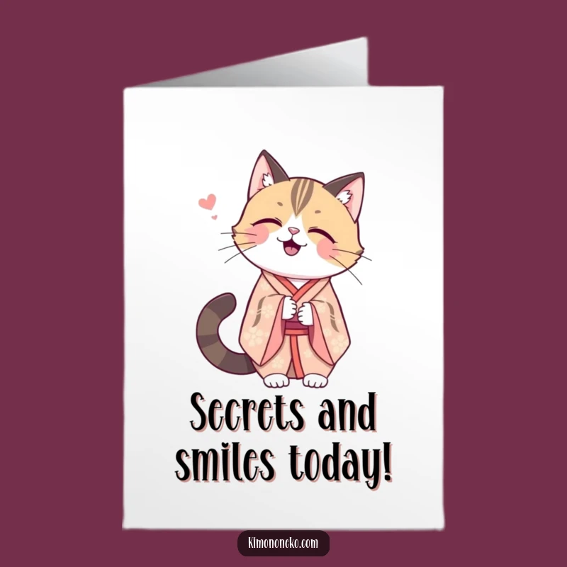 Secretly Funny Free Printable Birthday Card: Giggling Kimono Cat - Downloadable Gift