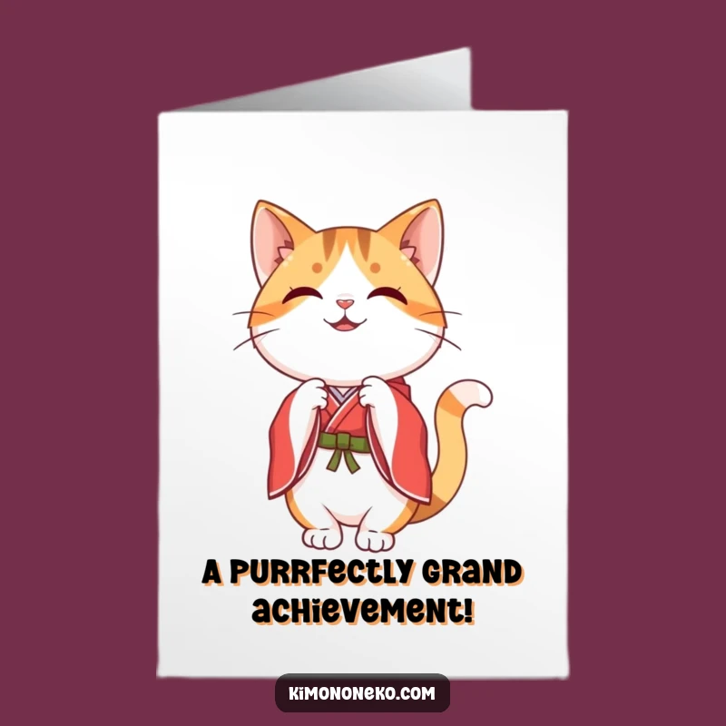 Free Printable Congrats Card: Calico Cat Bow - Downloadable
