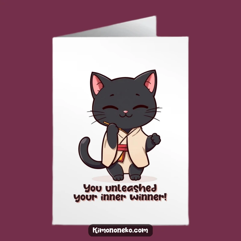 Free Printable Kawaii Black Cat Congrats Card: Cute Downloadable Gift