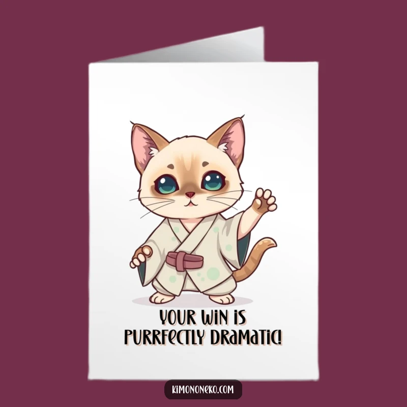 Free Printable Kawaii Siamese Congratulations Card: Posing Ovation