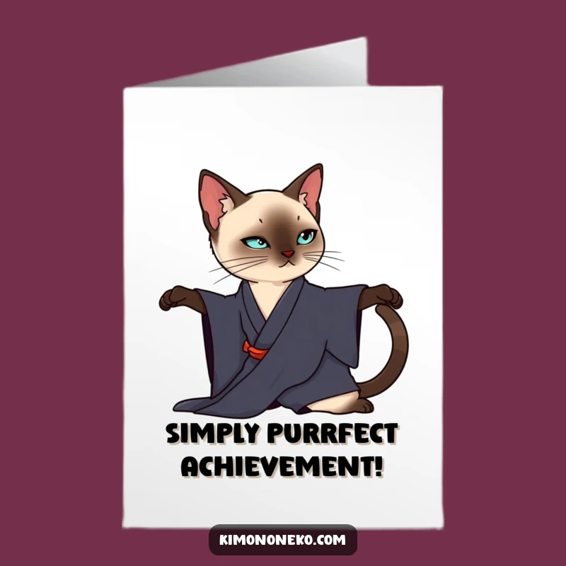Free Printable Siamese Congrats Card: Elegant Kimono Cat - Stylish Downloadable Message