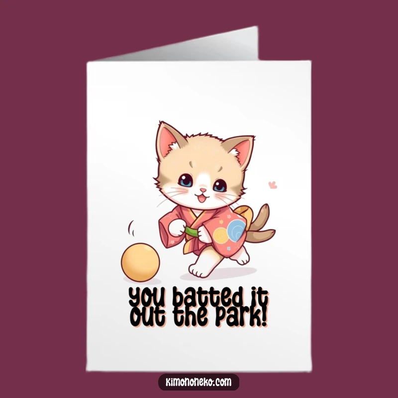 Kitten Congrats Free Printable Card: Vibrant Kimono Chase Downloadable Greeting