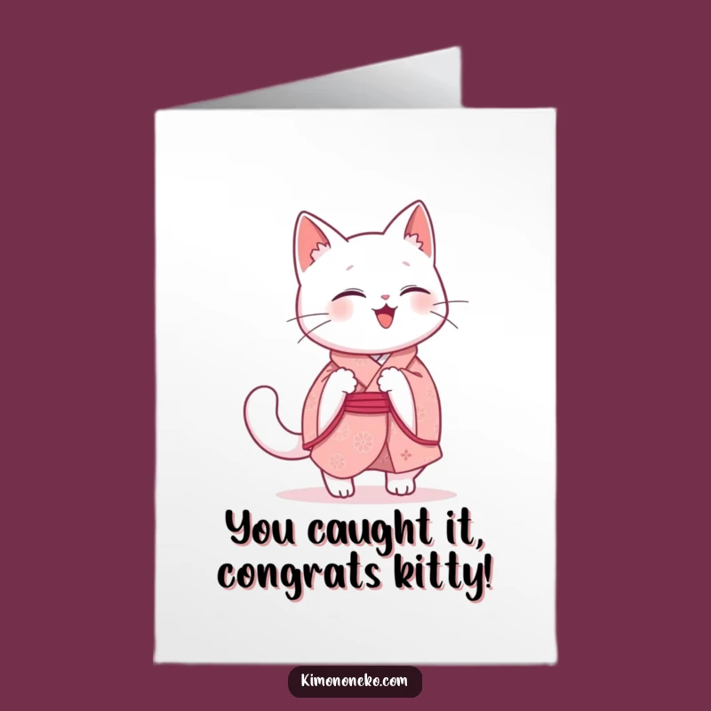 Free Printable Kawaii Cat Congrats Card: Tailing Success!